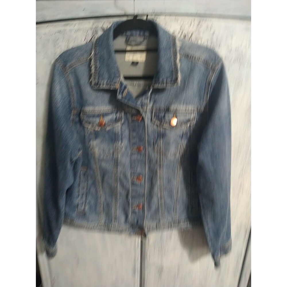 Universal Thread Distressed Denim Jacket Size Med… - image 3